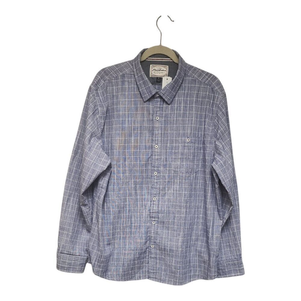 Stitch Fix Flag & Anthem Men's Chambray Blue Striped Pocket Button-Up Shirt XL